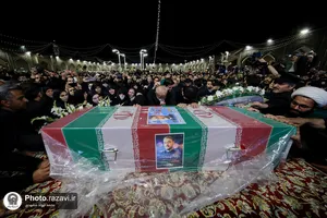 وداع با پیکر شهید حسین امیر عبداللهیان در حرم مطهر رضوی