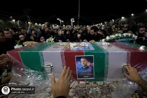 وداع با پیکر شهید حسین امیر عبداللهیان در حرم مطهر رضوی