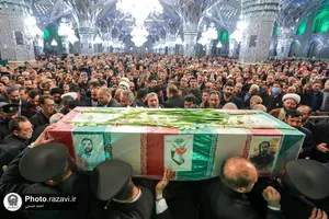 مراسم وداع با پیکر 2 شهید حمله تروریستی کرمان در حرم مطهر رضوی