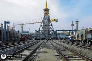 جابجایی گلدسته صحن جمهوری اسلامی حرم مطهر رضوی-1
