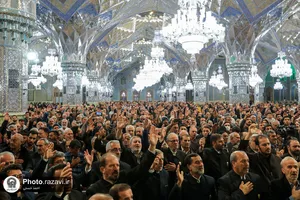 مراسم وداع با پیکر 2 شهید حمله تروریستی کرمان در حرم مطهر رضوی