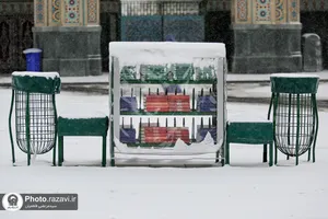 بارش برف در حرم مطهر رضوی