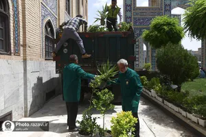 ورود کاروان گل&zwnj;های اهدایی به حرم مطهر رضوی