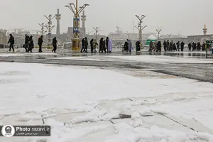 بارش اولین برف پاییزی 1401 در حرم مطهر رضوی