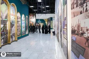 بازدید خادمان استاد دانشگاه از نمایشگاه رواق خدمت حرم مطهر رضوی
