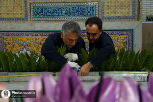 آماده&zwnj;سازی گل&zwnj;آرایی حرم مطهر رضوی در دهه کرامت