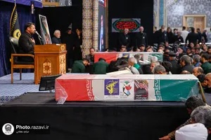 وداع با پیکر شهدای مدافع امنیت در حرم مطهر رضوی