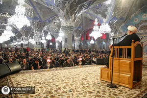 مراسم وداع با پیکر شهید مجید شخصی در حرم مطهر رضوی