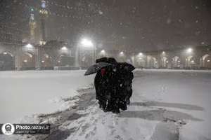 بارش برف پاییزی در حرم مطهر رضوی