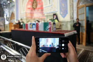 مراسم وداع با پیکر شهید مجید شخصی در حرم مطهر رضوی