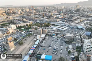 عکس های هوایی از مواکب خدمت رسان به زائرین حرم مطهر رضوی