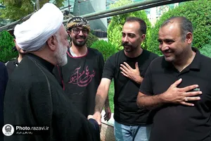 حضور رئیس قوه قضائیه در مواکب اطراف حرم مطهر رضوی