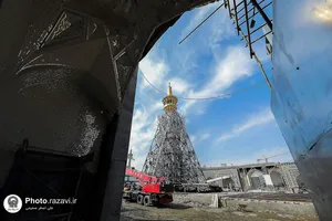 جابجایی گلدسته صحن جمهوری اسلامی حرم مطهر رضوی-1