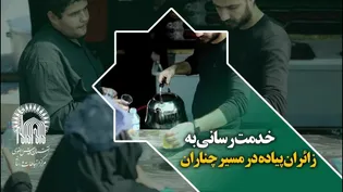 دانش آموزان مجتمع امام رضا (ع) خادم زائران پیاده دهه آخر صفر شدند
