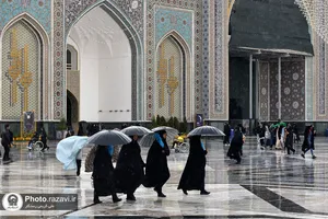 بارش باران بهاری در حرم مطهر رضوی