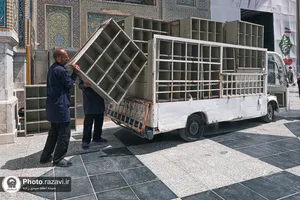 آماده&zwnj;سازی حرم مطهر رضوی در آستانه تشییع رهبر شهید انقلاب-2