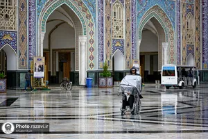 بارش باران بهاری در حرم مطهر رضوی
