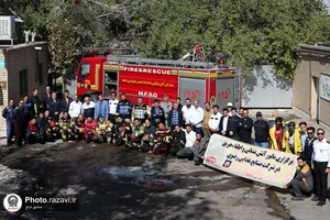 مانور مشترک اطفاء حریق در شرکت صنایع غذایی رضوی