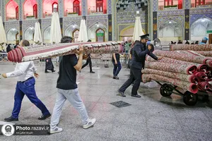 بارش باران تابستانی در حرم مطهر رضوی