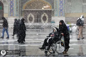 بارش برف در حرم مطهر رضوی