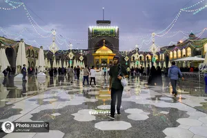بارش باران بهاری در حرم مطهر رضوی