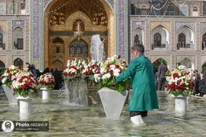 آماده سازی حرم مطهر رضوی در آستانه ولادت امیرالمومنین علیه&zwnj;السلام