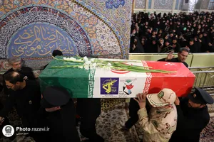 وداع با پیکر شهدای دفاع مقدس و مدافع امنیت در حرم مطهر رضوی