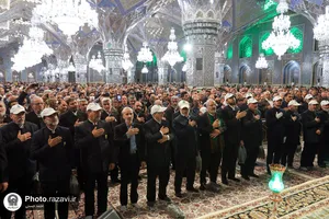 مراسم وداع با پیکر 2 شهید حمله تروریستی کرمان در حرم مطهر رضوی