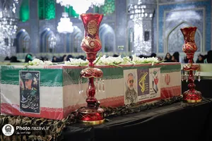 وداع با پیکر فرمانده قرارگاه عملیاتی سجاد سراوان در حرم مطهر رضوی