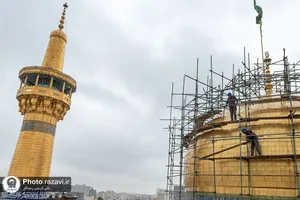 شستشوی گنبد منور رضوی