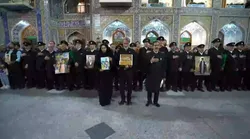حضور خانواده شهید جاویدالاثر ماکان نصیری همراه با تنها یادگار او در مراسم حدیث کساء در حرم مطهر رضوی