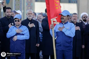 عزاداری خادمان حرم&zwnj; مطهر رضوی در صبح شهادت امام حسن عسکری علیه&zwnj;السلام