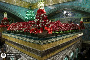 گل&zwnj;آرایی ضریح مطهر رضوی در آستانه ولادت امام رضا(علیه&zwnj;السلام)