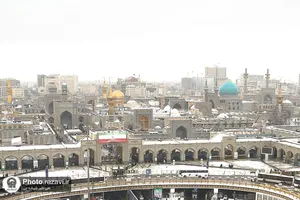 بارش برف در حرم مطهر رضوی