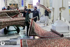 بارش باران بهاری در حرم مطهر رضوی