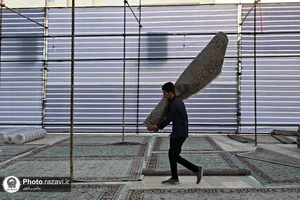 آماده سازی موکب &laquo;دارالکرامه&raquo; امام رضا علیه&zwnj;السلام در خیابان شارستان