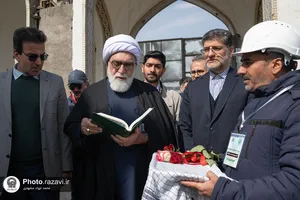 بازدید تولیت آستان قدس رضوی از پروژه جابه&zwnj;جایی گلدسته صحن جمهوری اسلامی