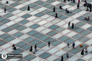 فرش&zwnj;آرایی حرم مطهر رضوی ویژه مراسم احیا