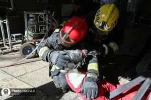 مانور مشترک اطفاء حریق در شرکت صنایع غذایی رضوی