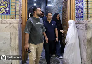تشرف ملی&zwnj;پوشان کشتی ایران به حرم مطهر رضوی