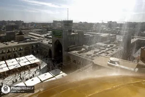 شستشوی گنبد منور حرم امام رضا(علیه&zwnj;السلام)