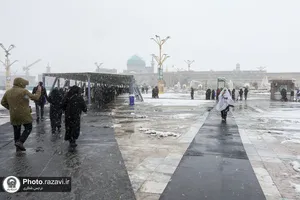 بارش برف در حرم مطهر رضوی