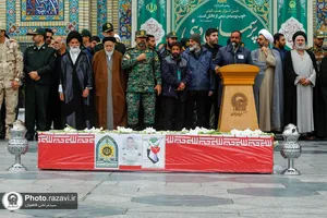 تشییع پیکر شهید مهدی خموشی در حرم مطهر رضوی