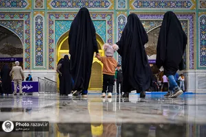 بارش باران بهاری در حرم مطهر رضوی