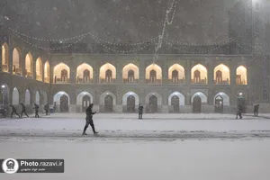 بارش برف پاییزی در حرم مطهر رضوی