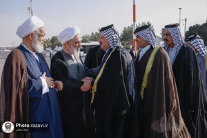 بدرقه شیوخ عشایر عراق در فرودگاه شهید هاشمی&zwnj;نژاد مشهد

