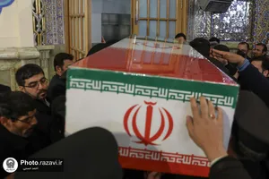 وداع با پیکر شهید سیدداوود بی&zwnj;طرف در حرم مطهر رضوی