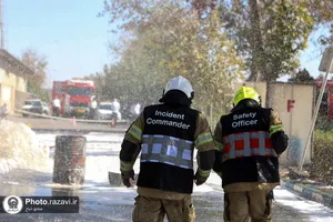 مانور مشترک اطفاء حریق در شرکت صنایع غذایی رضوی