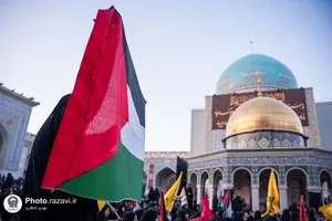 اجتماع مردمی محکومیت شهادت اسماعیل هنیه در حرم مطهر رضوی