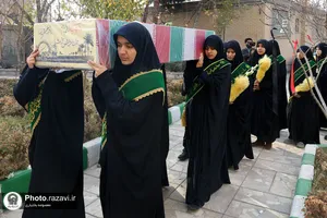 وداع با پیکر شهید گمنام دفاع مقدس در مدرسه دخترانه امام رضا علیه&zwnj;السلام